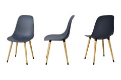 Vilinze Eames Ahşap Ayak Plastik Antrasit Sandalye Naturel