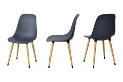 Vilinze Eames Ahşap Ayak Plastik Antrasit Sandalye Naturel