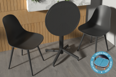 Vilinze Tilia Plastik Bahçe Balkon Bistro Seti Katlanır Masa 60*60 cm Siyah