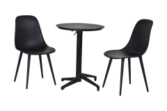 Vilinze Tilia Plastik Bahçe Balkon Bistro Seti Katlanır Masa 60*60 cm Siyah