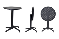 Vilinze Tilia Plastik Bahçe Balkon Bistro Seti Katlanır Masa 60*60 cm Gri/Siyah