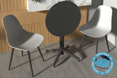 Vilinze Tilia Plastik Bahçe Balkon Bistro Seti Katlanır Masa 60*60 cm Gri/Siyah