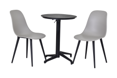 Vilinze Tilia Plastik Bahçe Balkon Bistro Seti Katlanır Masa 60*60 cm Gri/Siyah