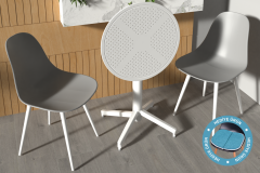 Vilinze Tilia Plastik Bahçe Balkon Bistro Seti Katlanır Masa 60*60 cm Gri/Beyaz