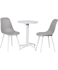 Vilinze Tilia Plastik Bahçe Balkon Bistro Seti Katlanır Masa 60*60 cm Gri/Beyaz