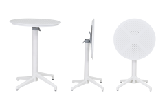 Vilinze Tilia Plastik Bahçe Balkon Bistro Seti Katlanır Masa 60*60 cm Gri/Beyaz