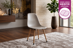Vilinze Eames Ahşap Ayak Plastik Gri Sandalye