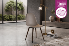 Vilinze Eames Ahşap Ayak Plastik Gri Sandalye