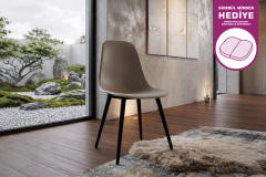 Vilinze Eames Ahşap Ayak Plastik Gri Sandalye