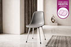Vilinze Eames Ahşap Ayak Plastik Gri Sandalye