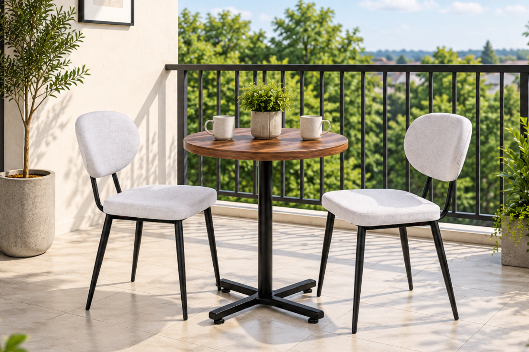 Deniz Sandalye Payas Metal Ayak Mutfak Bahçe Balkon Bistro ve Cafe Masa Takımı 70x70 Cm Beyaz - Siyah/Ceviz