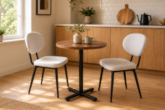 Deniz Sandalye Payas Metal Ayak Mutfak Bahçe Balkon Bistro ve Cafe Masa Takımı 70x70 Cm Beyaz - Siyah/Ceviz