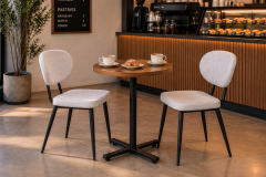 Deniz Sandalye Payas Metal Ayak Mutfak Bahçe Balkon Bistro ve Cafe Masa Takımı 70x70 Cm Beyaz - Siyah/Ceviz