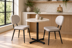 Deniz Sandalye Payas Metal Ayak Mutfak Bahçe Balkon Bistro ve Cafe Masa Takımı 70x70 Cm Sütlü Kahve - Siyah/Traverten