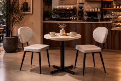Deniz Sandalye Payas Metal Ayak Mutfak Bahçe Balkon Bistro ve Cafe Masa Takımı 70x70 Cm Sütlü Kahve - Siyah/Traverten