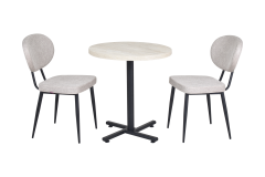 Deniz Sandalye Payas Metal Ayak Mutfak Bahçe Balkon Bistro ve Cafe Masa Takımı 70x70 Cm Sütlü Kahve - Siyah/Traverten