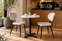 Deniz Sandalye Payas Metal Ayak Mutfak Bahçe Balkon Bistro ve Cafe Masa Takımı 70x70 Cm Beyaz - Siyah/Beyaz