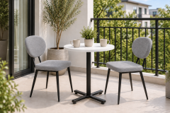 Deniz Sandalye Payas Metal Ayak Mutfak Bahçe Balkon Bistro ve Cafe Masa Takımı 70x70 Cm Açık Gri - Siyah/Beyaz
