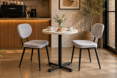 Deniz Sandalye Payas Metal Ayak Mutfak Bahçe Balkon Bistro ve Cafe Masa Takımı 70x70 Cm Açık Gri - Siyah/Beyaz