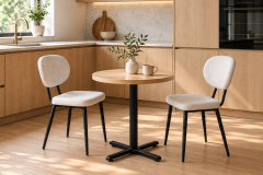 Deniz Sandalye Payas Metal Ayak Mutfak Bahçe Balkon Bistro ve Cafe Masa Takımı 70x70 Cm Beyaz - Siyah/Naturel