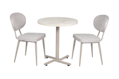 Deniz Sandalye Payas Metal Ayak Mutfak Bahçe Balkon Bistro ve Cafe Masa Takımı 70x70 Cm Sütlü Kahve - Vizon/Traverten