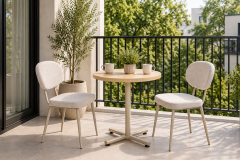 Deniz Sandalye Payas Metal Ayak Mutfak Bahçe Balkon Bistro ve Cafe Masa Takımı 70x70 Cm Sütlü Kahve - Vizon/Naturel