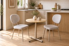 Deniz Sandalye Payas Metal Ayak Mutfak Bahçe Balkon Bistro ve Cafe Masa Takımı 70x70 Cm Sütlü Kahve - Vizon/Naturel