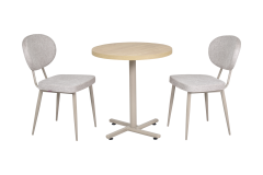 Deniz Sandalye Payas Metal Ayak Mutfak Bahçe Balkon Bistro ve Cafe Masa Takımı 70x70 Cm Sütlü Kahve - Vizon/Naturel