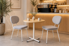 Deniz Sandalye Payas Metal Ayak Mutfak Bahçe Balkon Bistro ve Cafe Masa Takımı 70x70 Cm Açık Gri - Beyaz/Naturel