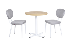 Deniz Sandalye Payas Metal Ayak Mutfak Bahçe Balkon Bistro ve Cafe Masa Takımı 70x70 Cm Açık Gri - Beyaz/Naturel