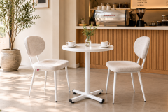 Deniz Sandalye Payas Metal Ayak Mutfak Bahçe Balkon Bistro ve Cafe Masa Takımı 70x70 Cm Beyaz - Beyaz/Beyaz