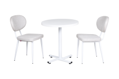 Deniz Sandalye Payas Metal Ayak Mutfak Bahçe Balkon Bistro ve Cafe Masa Takımı 70x70 Cm Beyaz - Beyaz/Beyaz