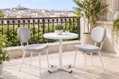 Deniz Sandalye Payas Metal Ayak Mutfak Bahçe Balkon Bistro ve Cafe Masa Takımı 70x70 Cm Açık Gri - Beyaz/Beyaz