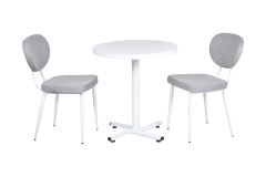 Deniz Sandalye Payas Metal Ayak Mutfak Bahçe Balkon Bistro ve Cafe Masa Takımı 70x70 Cm Açık Gri - Beyaz/Beyaz