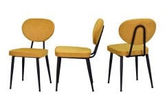 Vilinze Deniz Metal Siyah Ayak Sigma Sandalye Sarı