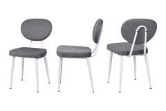 Deniz Metal Beyaz Ayak Sigma Sandalye Gri