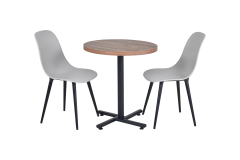 Eames Sandalye Payas Metal Ayak Mutfak Bahçe Balkon Bistro ve Cafe Masa Takımı 70x70 Cm Gri - Siyah/Ceviz