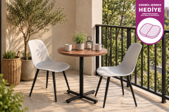 Eames Sandalye Payas Metal Ayak Mutfak Bahçe Balkon Bistro ve Cafe Masa Takımı 70x70 Cm Gri - Siyah/Ceviz