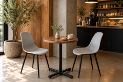 Eames Sandalye Payas Metal Ayak Mutfak Bahçe Balkon Bistro ve Cafe Masa Takımı 70x70 Cm Gri - Siyah/Ceviz