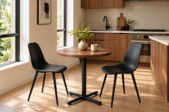 Eames Sandalye Payas Metal Ayak Mutfak Bahçe Balkon Bistro ve Cafe Masa Takımı 70x70 Cm Siyah - Siyah/Ceviz