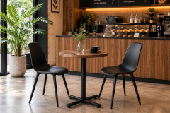 Eames Sandalye Payas Metal Ayak Mutfak Bahçe Balkon Bistro ve Cafe Masa Takımı 70x70 Cm Siyah - Siyah/Ceviz