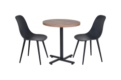 Eames Sandalye Payas Metal Ayak Mutfak Bahçe Balkon Bistro ve Cafe Masa Takımı 70x70 Cm Siyah - Siyah/Ceviz