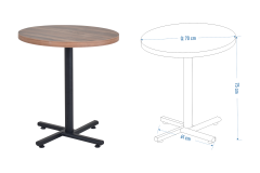 Eames Sandalye Payas Metal Ayak Mutfak Bahçe Balkon Bistro ve Cafe Masa Takımı 70x70 Cm Siyah - Siyah/Ceviz