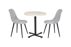 Eames Sandalye Payas Metal Ayak Mutfak Bahçe Balkon Bistro ve Cafe Masa Takımı 70x70 Cm Gri - Siyah/Traverten