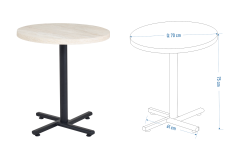 Eames Sandalye Payas Metal Ayak Mutfak Bahçe Balkon Bistro ve Cafe Masa Takımı 70x70 Cm Gri - Siyah/Traverten