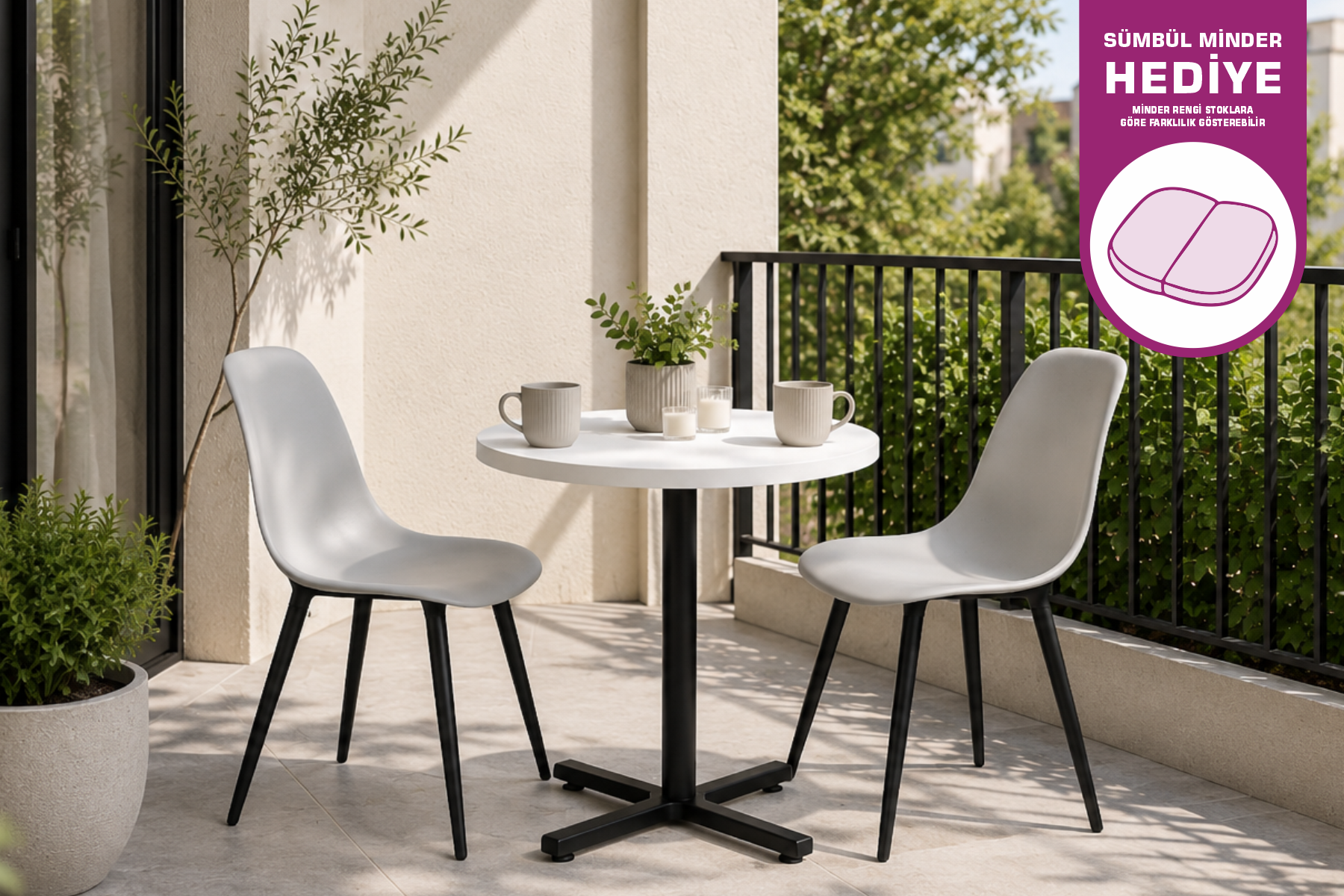 Eames Sandalye Payas Metal Ayak Mutfak Bahçe Balkon Bistro ve Cafe Masa Takımı 70x70 Cm Gri - Siyah/Beyaz