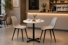 Eames Sandalye Payas Metal Ayak Mutfak Bahçe Balkon Bistro ve Cafe Masa Takımı 70x70 Cm Gri - Siyah/Beyaz