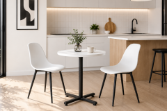Eames Sandalye Payas Metal Ayak Mutfak Bahçe Balkon Bistro ve Cafe Masa Takımı 70x70 Cm Beyaz - Siyah/Beyaz