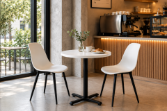 Eames Sandalye Payas Metal Ayak Mutfak Bahçe Balkon Bistro ve Cafe Masa Takımı 70x70 Cm Beyaz - Siyah/Beyaz