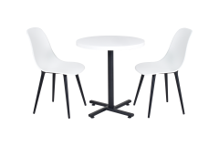 Eames Sandalye Payas Metal Ayak Mutfak Bahçe Balkon Bistro ve Cafe Masa Takımı 70x70 Cm Beyaz - Siyah/Beyaz
